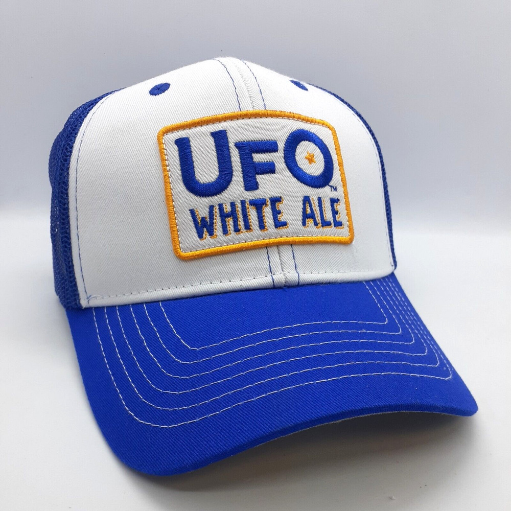 UFO White Ale Logo Mesh Cap Craft Beer Trucker Hat Harpoon Brewery Boston VT NEW